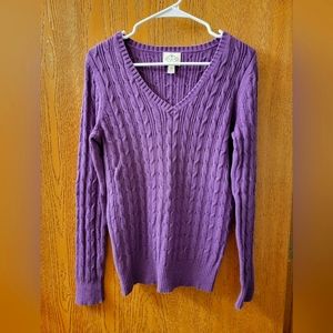Women's Medium St. John's Bay Purple V-Neck Sweater